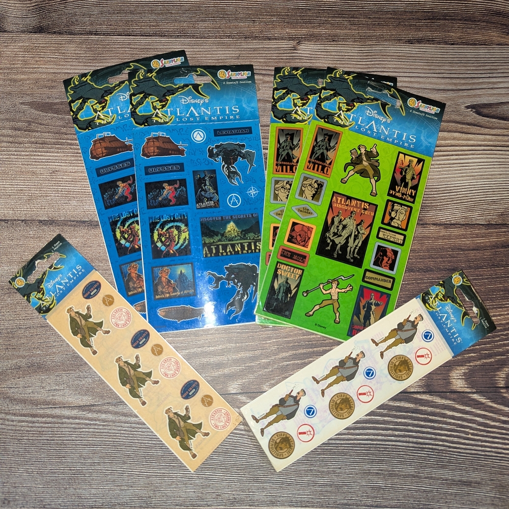 Vintage Disney Atlantis Sticker Set Sealed Pack Lot Of 6